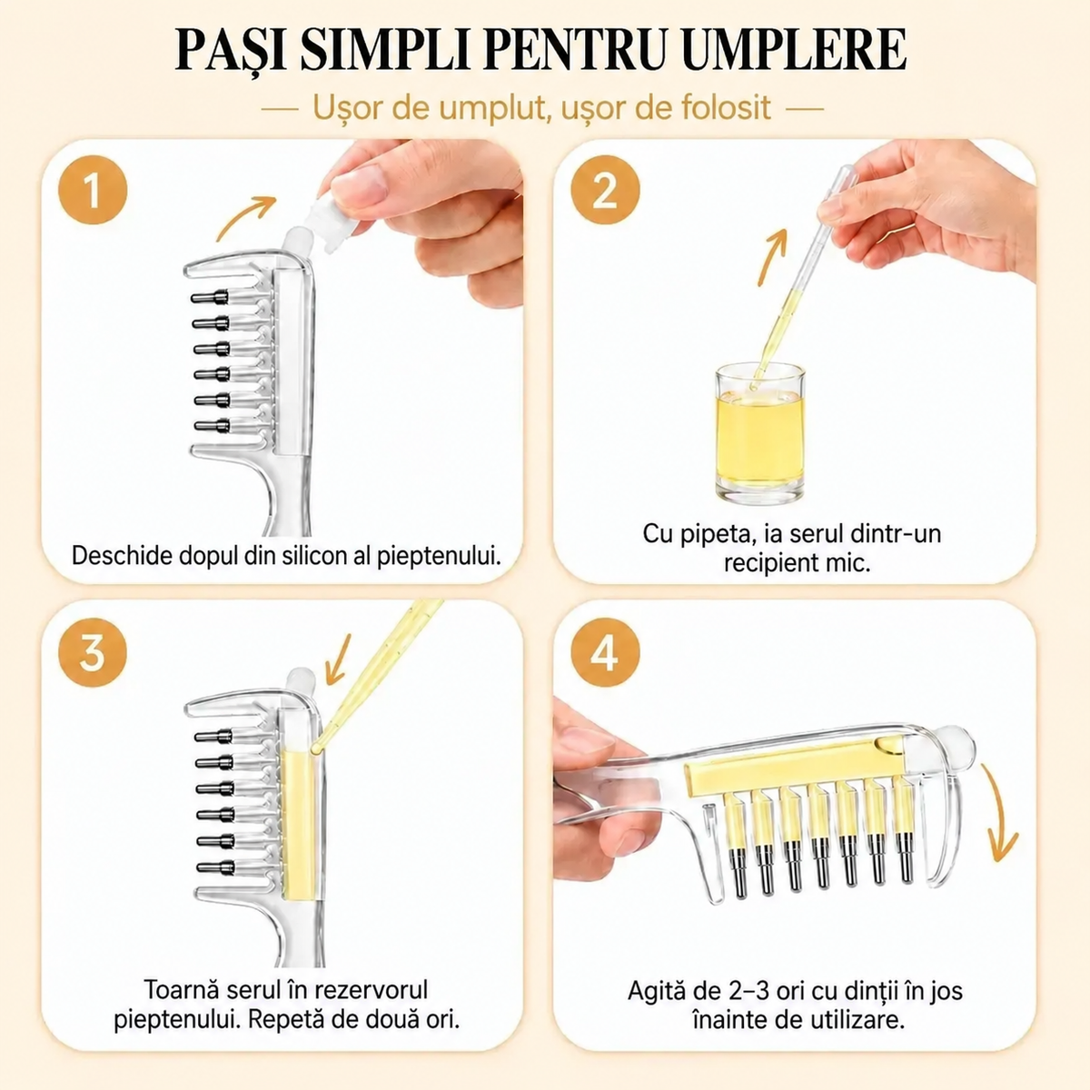 Pieptene Aplicator pentru Păr și Scalp